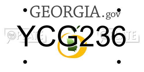YCG236 Georgia License Plate