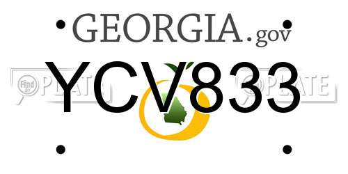 YCV833 Georgia License Plate