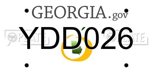 YDD026 Georgia License Plate