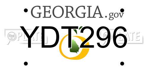 YDT296 Georgia License Plate