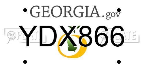 YDX866 Georgia License Plate