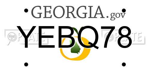 YEBQ78 Georgia License Plate
