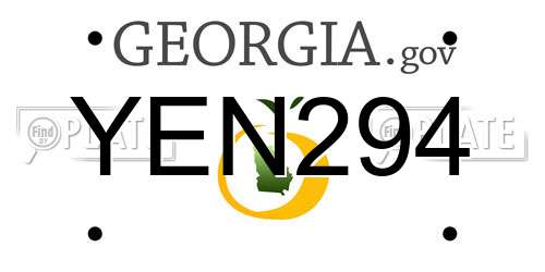 YEN294 Georgia License Plate