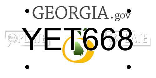 YET668 Georgia License Plate