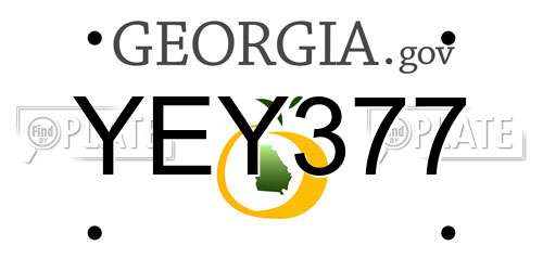 YEY377 Georgia License Plate