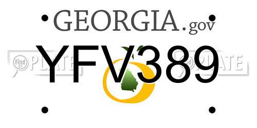 YFV389 Georgia License Plate