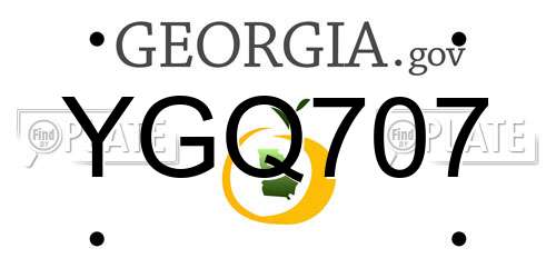 YGQ707 Georgia License Plate