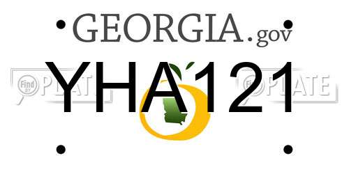 YHA121 Georgia License Plate