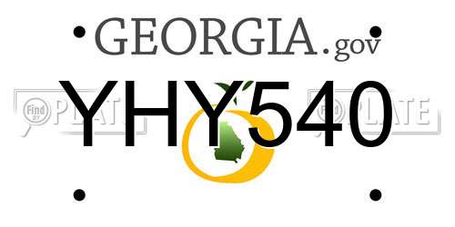 YHY540 Georgia License Plate