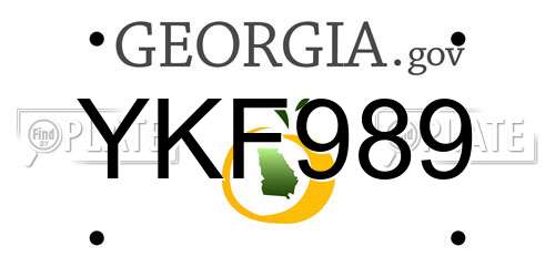 YKF989 Georgia License Plate