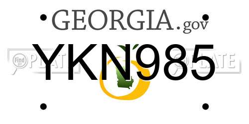 YKN985 Georgia License Plate