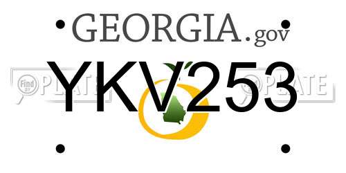 YKV253 Georgia License Plate