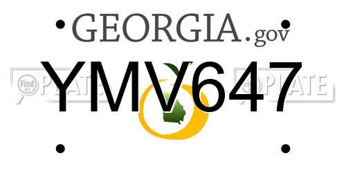 YMV647 Georgia License Plate