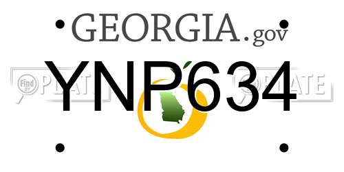 YNP634 Georgia License Plate