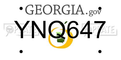 YNQ647 Georgia License Plate
