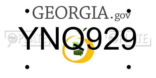 YNQ929 Georgia License Plate