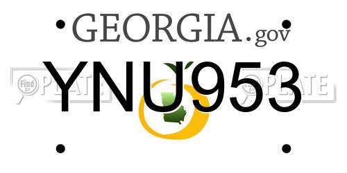 YNU953 Georgia License Plate
