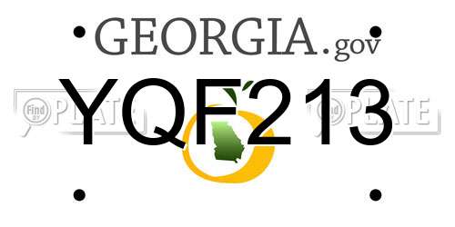 YQF213 Georgia License Plate