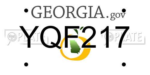 YQF217 Georgia License Plate