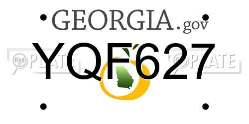 YQF627 Georgia License Plate