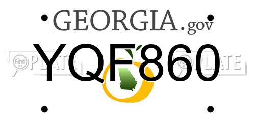 YQF860 Georgia License Plate