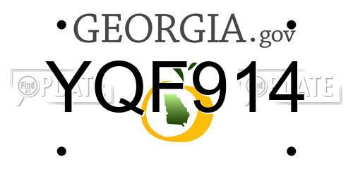 YQF914 Georgia License Plate