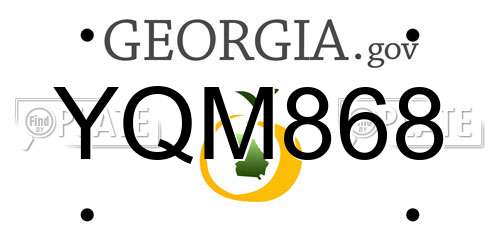 YQM868 Georgia License Plate