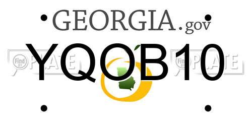 YQOB10 Georgia License Plate