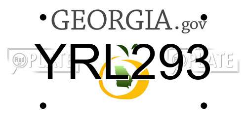 YRL293 Georgia License Plate