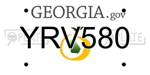 YRV580 Georgia License Plate