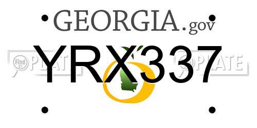 YRX337 Georgia License Plate