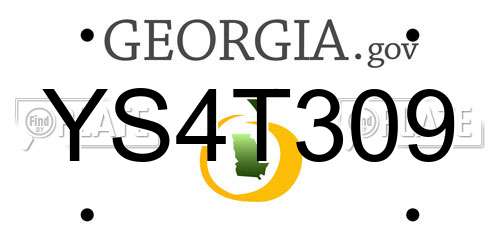 YS4T309 Georgia License Plate
