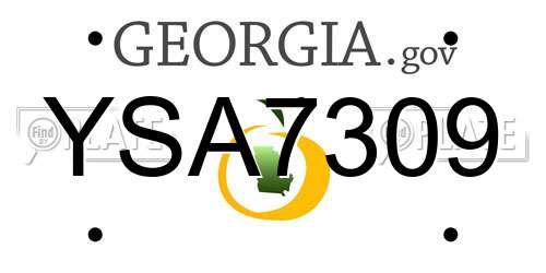 YSA7309 Georgia License Plate