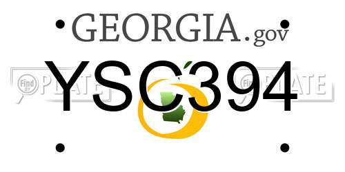YSC394 Georgia License Plate