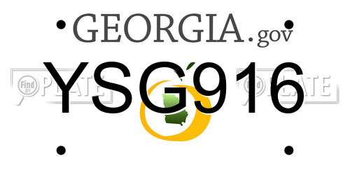 YSG916 Georgia License Plate