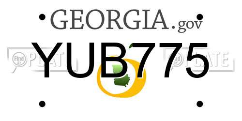 YUB775 Georgia License Plate