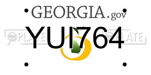 YUI764 Georgia License Plate