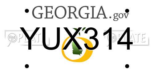 YUX314 Georgia License Plate