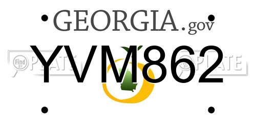 YVM862 Georgia License Plate