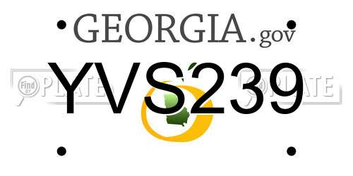 YVS239 Georgia License Plate