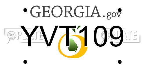 YVT109 Georgia License Plate