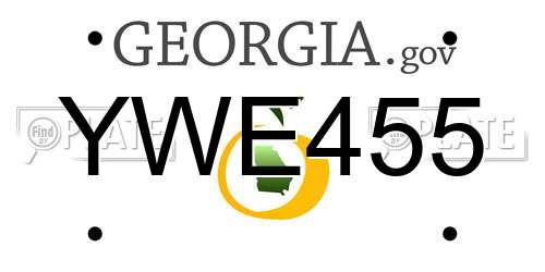 YWE455 Georgia License Plate