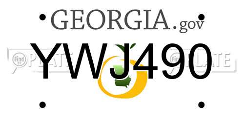 YWJ490 Georgia License Plate