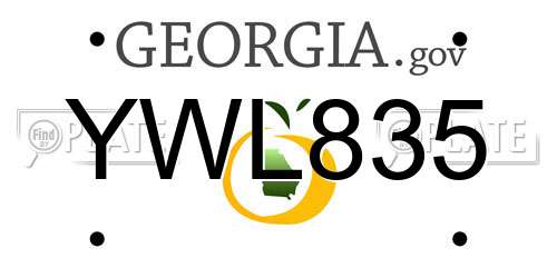 YWL835 Georgia License Plate