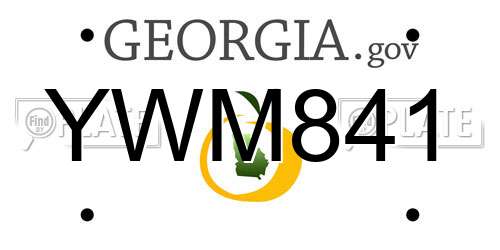 YWM841 Georgia License Plate