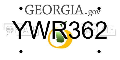 YWR362 Georgia License Plate