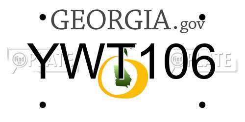 YWT106 Georgia License Plate