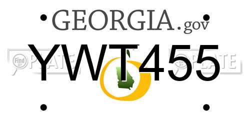 YWT455 Georgia License Plate