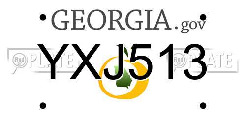 YXJ513 Georgia License Plate