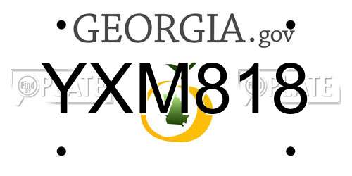 YXM818 Georgia License Plate